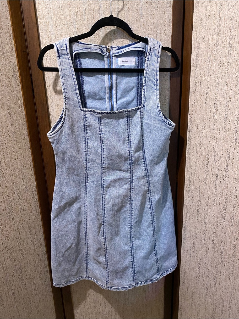 Bluenotes Light Wash Denim Mini Dress with Square Neck